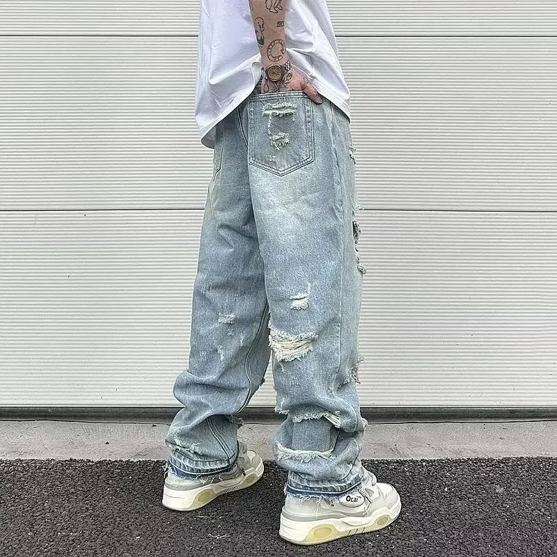 Rechte Jeans met Scheuren