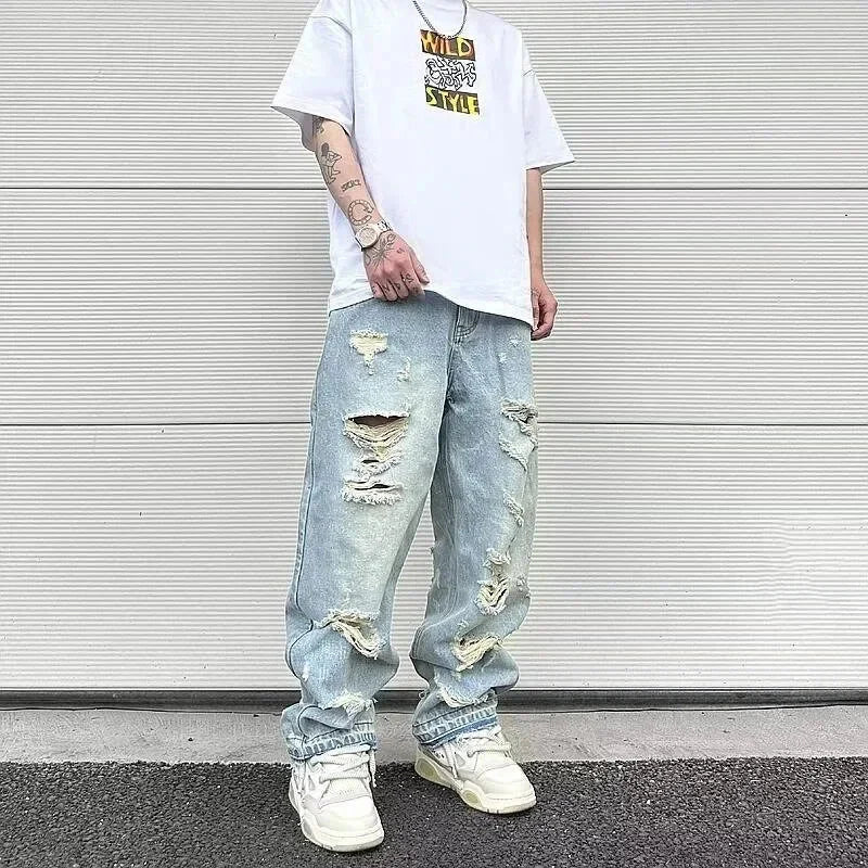 Rechte Jeans met Scheuren
