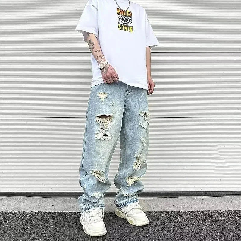 Rechte Jeans met Scheuren